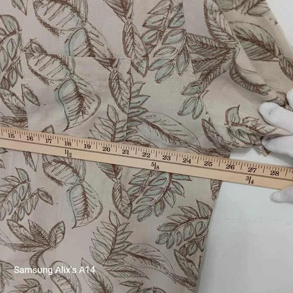 Centro Men's XL Hawaiian Shirt Linen Cotton Floral Aloha Beach Boho Casual - Picture 3 of 9